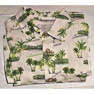 Groovy Bay Men's White And Green Hawaiian Jamaica Shirt, Large, 100% Cotton.